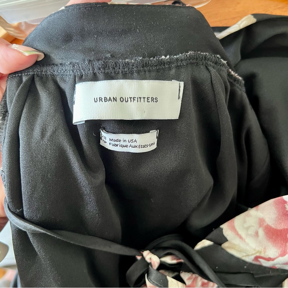 Urban Outfitters Black Floral Pink High Low Wrap Dress, Size XS - Picture 8 of 9
